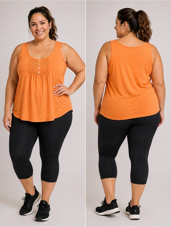 cleo Pants - Cleo Orange Pleated Button Front Sleeveless Top – Size L/XL